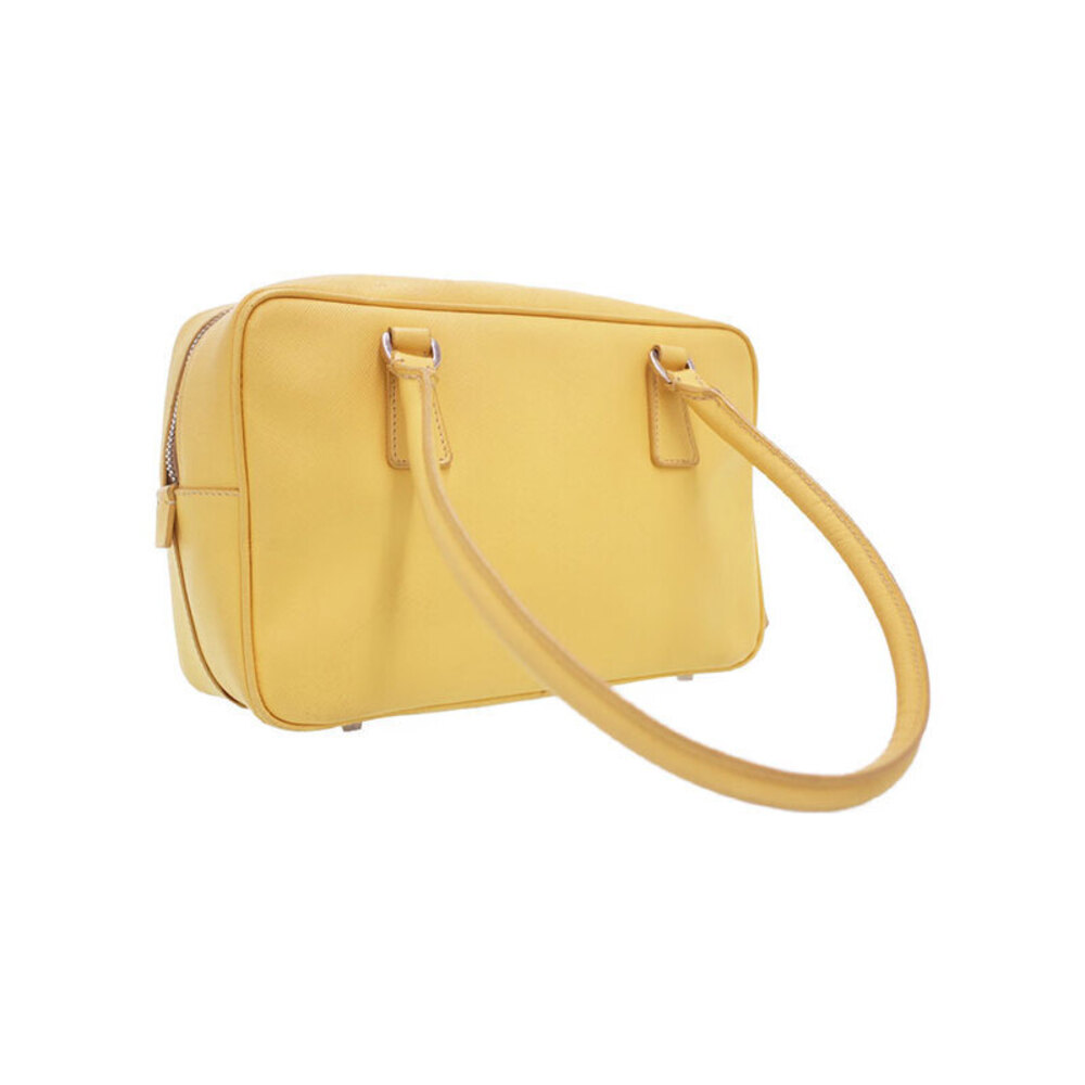 Prada Saffiano leather Bauletto handbag Yellow - Picture 2 of 9